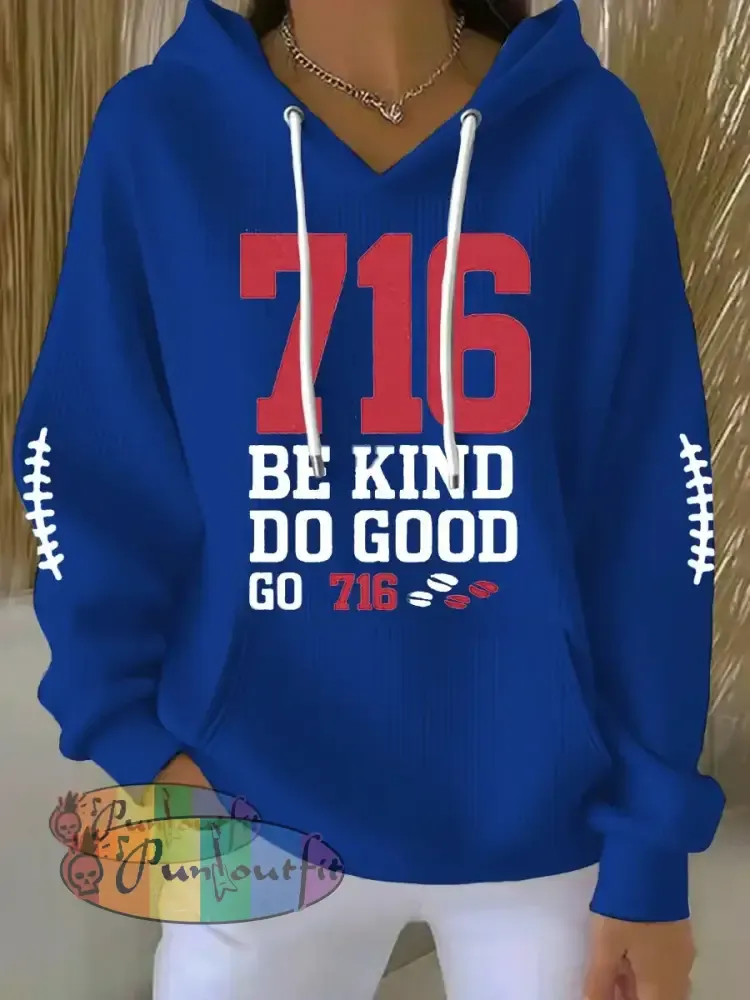 Women’s Be Good Do Good God Bless Go Buffalo Football Fans Lovers Gameday Casual Hoodie Blue / S