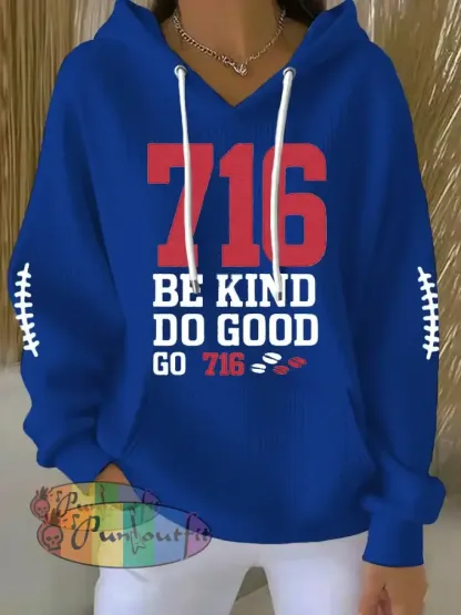 Women’s Be Good Do Good God Bless Go Buffalo Football Fans Lovers Gameday Casual Hoodie Blue / S