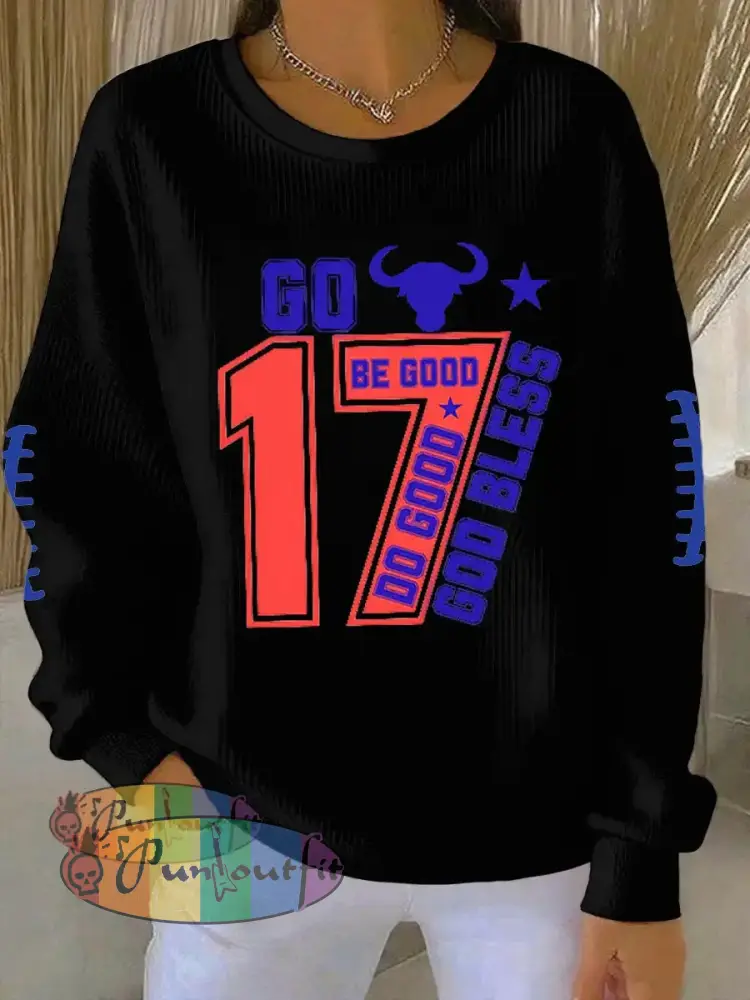 Women’s Be Good Do Good God Bless Go Buffalo Football Fans Lovers Gameday Casual Sweatshirt Black / S