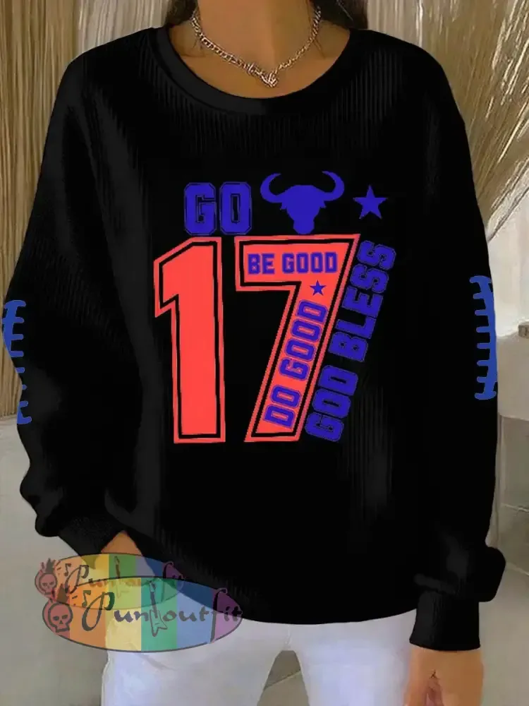 Women’s Be Good Do Good God Bless Go Buffalo Football Fans Lovers Gameday Casual Sweatshirt Black / S