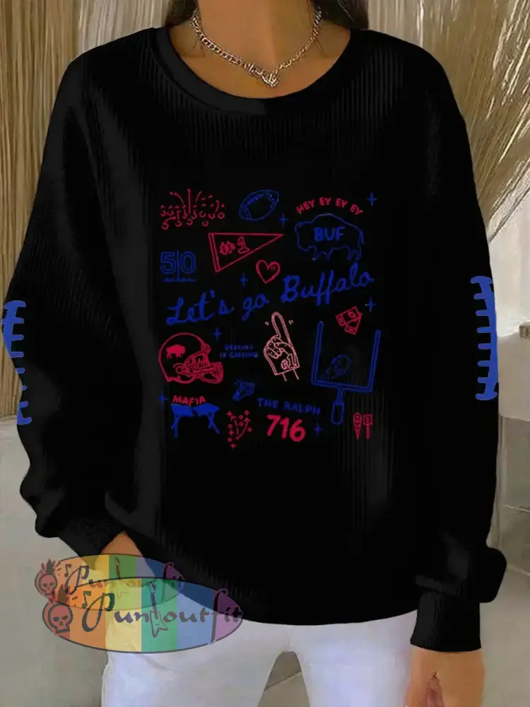 Women’s Be Good Do Good God Bless Go Buffalo Football Fans Lovers Gameday Casual Sweatshirt Black / S