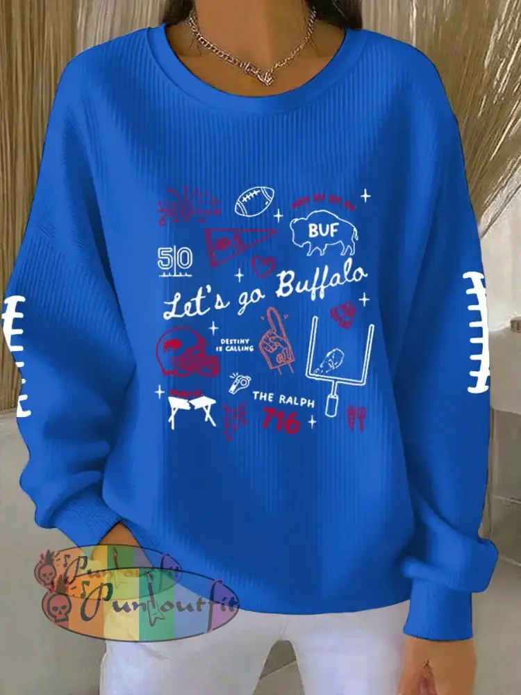 Women’s Be Good Do Good God Bless Go Buffalo Football Fans Lovers Gameday Casual Sweatshirt Blue / S