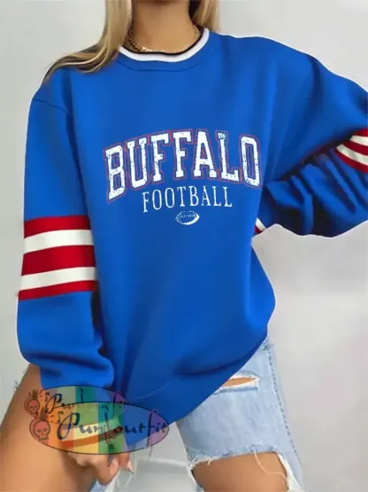 Women’s Be Good Do Good God Bless Go Buffalo Football Fans Lovers Gameday Casual Sweatshirt Blue / S