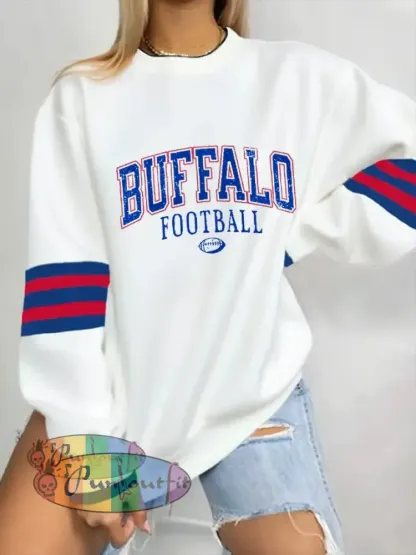 Women’s Be Good Do Good God Bless Go Buffalo Football Fans Lovers Gameday Casual Sweatshirt White / S