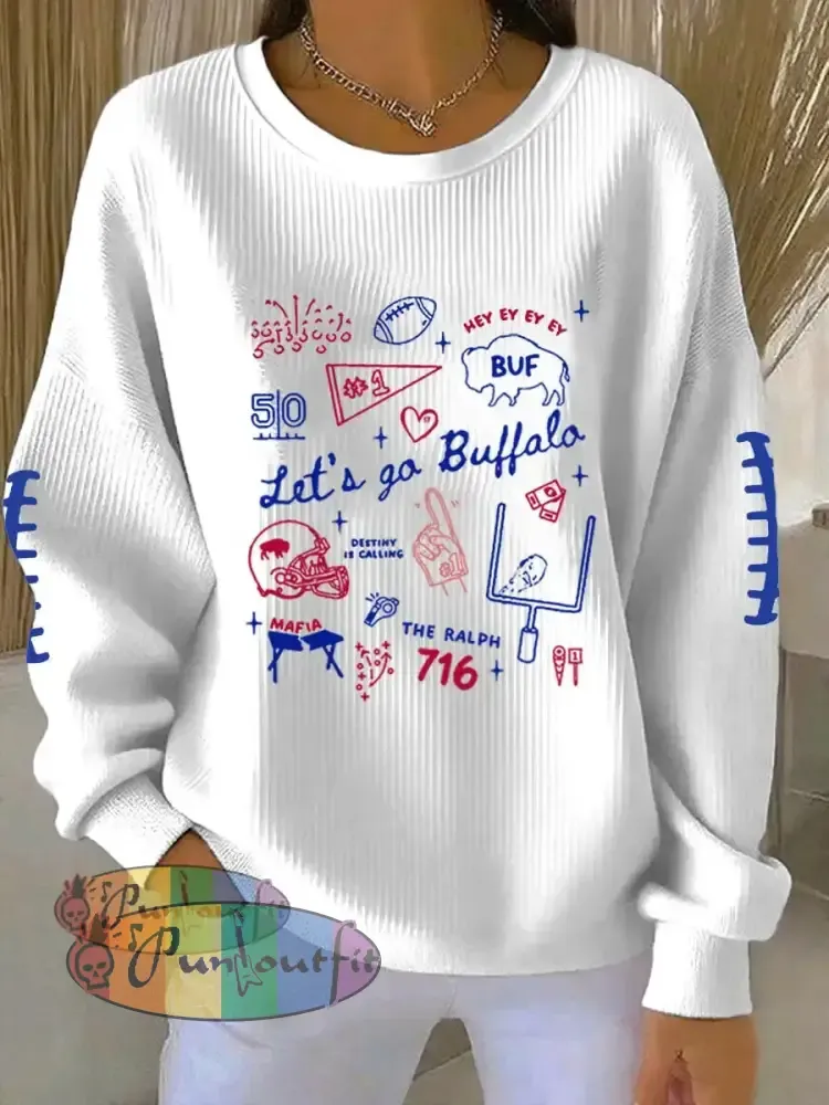 Women’s Be Good Do Good God Bless Go Buffalo Football Fans Lovers Gameday Casual Sweatshirt White / S