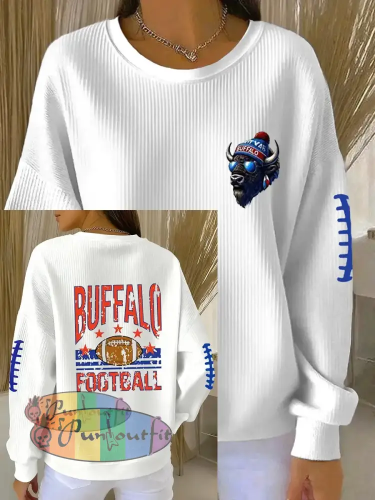 Women’s Be Good Do Good God Bless Go Buffalo Football Fans Lovers Gameday Casual Sweatshirt White / S