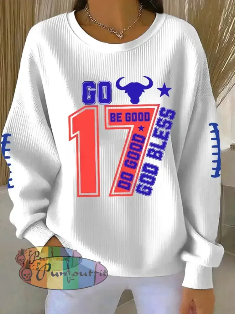 Women’s Be Good Do Good God Bless Go Buffalo Football Fans Lovers Gameday Casual Sweatshirt White / S