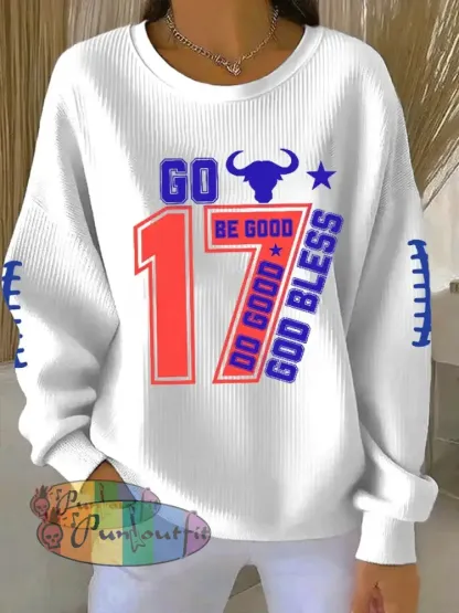 Women’s Be Good Do Good God Bless Go Buffalo Football Fans Lovers Gameday Casual Sweatshirt White / S