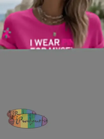 Women’s Breast Cancer Awareness I Wear Pink For Myself Print Casual T Shirt Rose Red / S