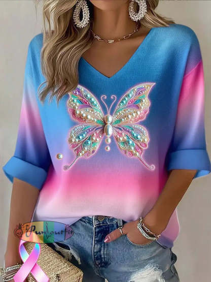 Women’s Breast Cancer Ribbon Print Cotton Top A / S