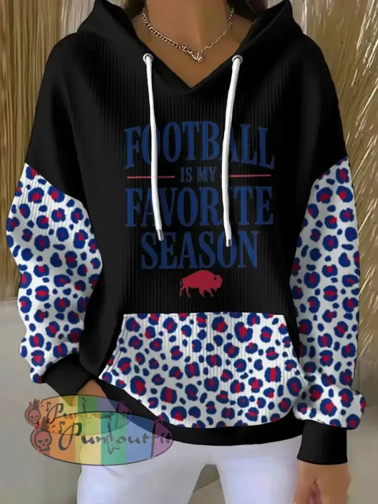 Women’s Buffalo Football Lover Printed Hoodie Black / S