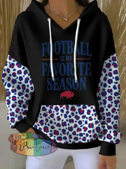 Women’s Buffalo Football Lover Printed Hoodie Black / S