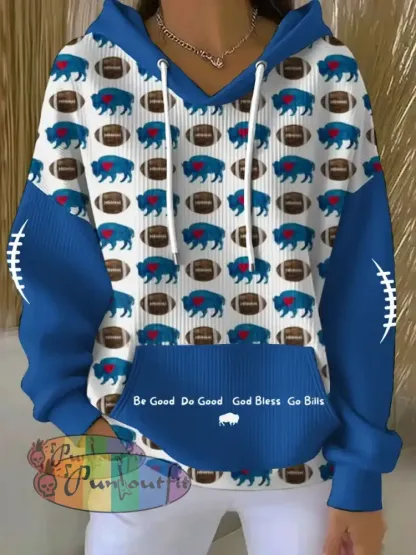 Women’s Buffalo Football Lover Printed Hoodie Blue / S