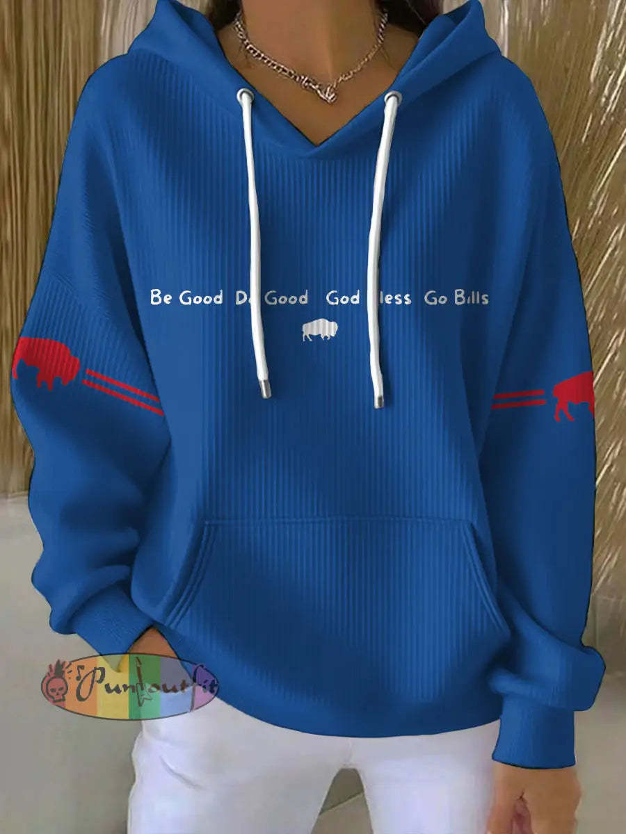 Women’s Buffalo Football Lover Printed Hoodie Blue / S