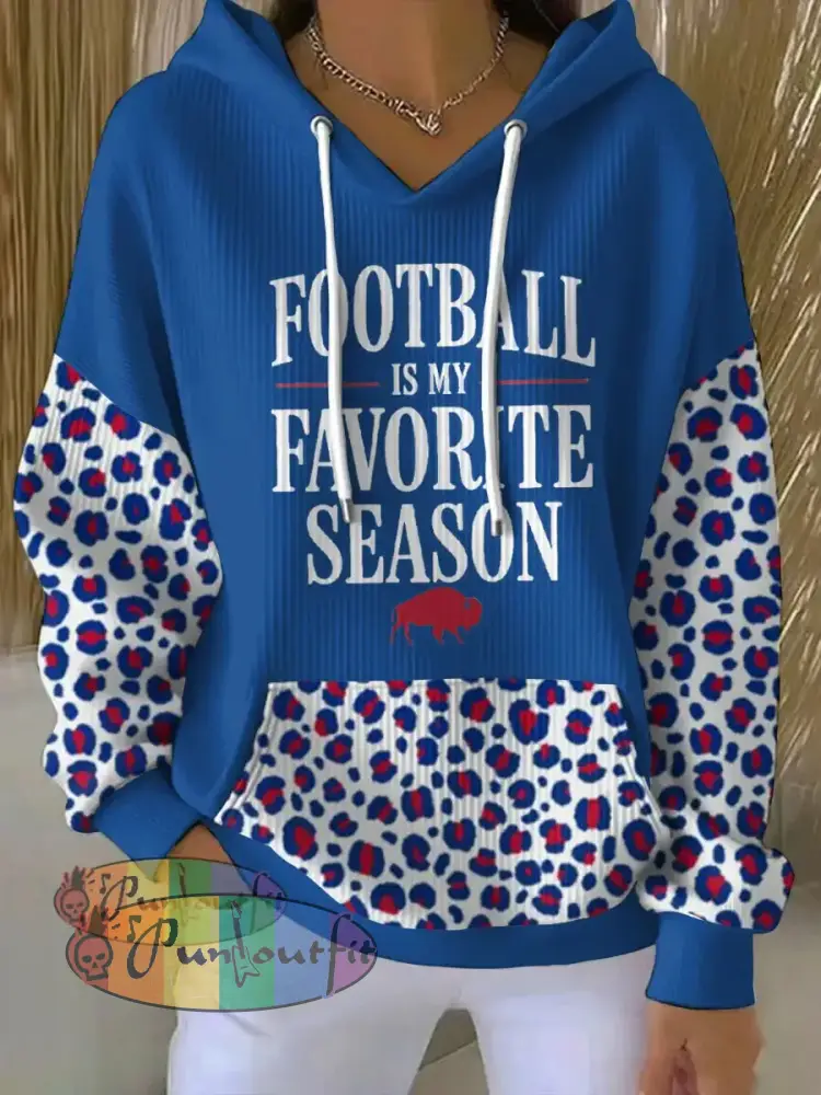 Women’s Buffalo Football Lover Printed Hoodie Blue / S