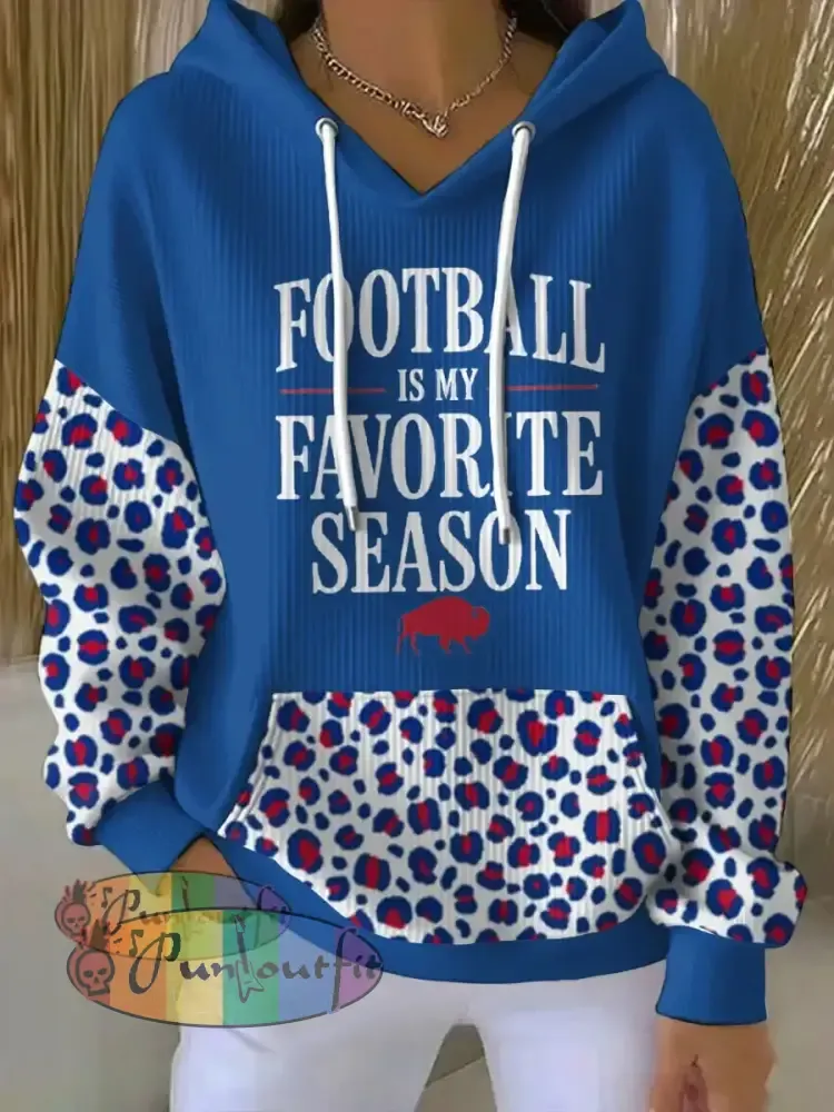 Women’s Buffalo Football Lover Printed Hoodie Blue / S