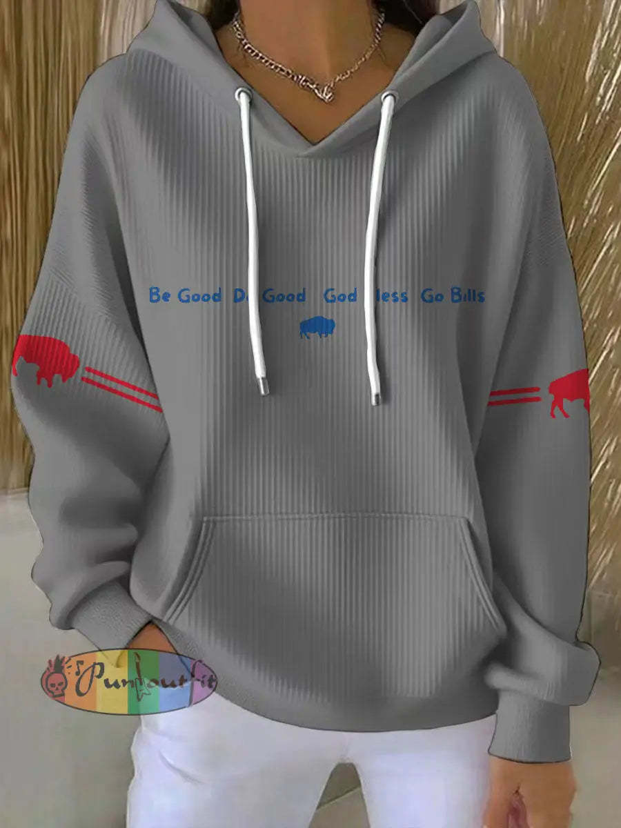 Women’s Buffalo Football Lover Printed Hoodie Light Gray / S