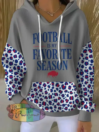 Women’s Buffalo Football Lover Printed Hoodie Light Gray / S