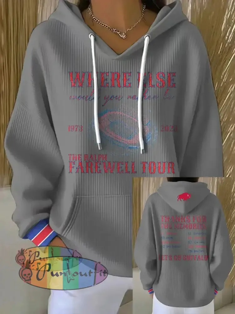 Women’s Buffalo Football Lover Printed Hoodie Light Gray / S