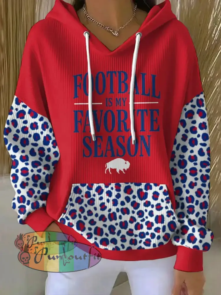 Women’s Buffalo Football Lover Printed Hoodie Red / S