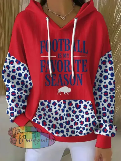Women’s Buffalo Football Lover Printed Hoodie Red / S