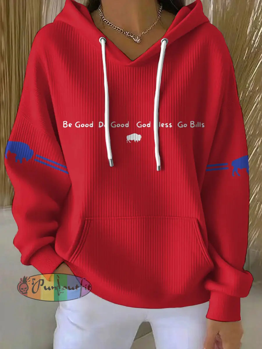 Women’s Buffalo Football Lover Printed Hoodie Red / S