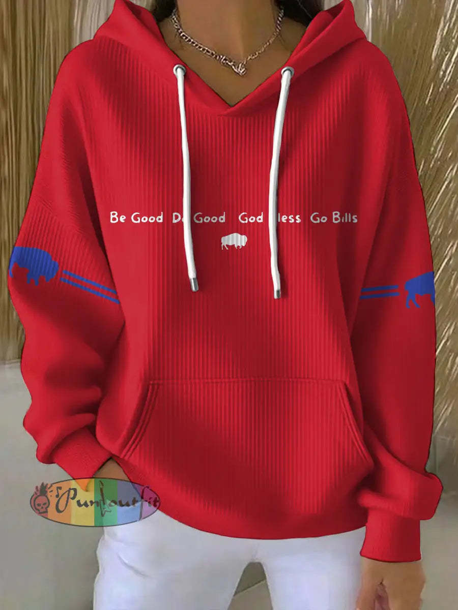 Women’s Buffalo Football Lover Printed Hoodie Red / S
