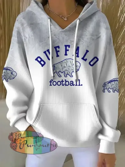Women’s Buffalo Football Lover Printed Hoodie White / S