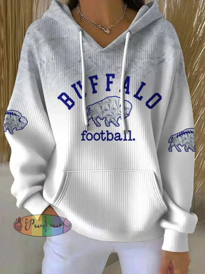 Women’s Buffalo Football Lover Printed Hoodie White / S