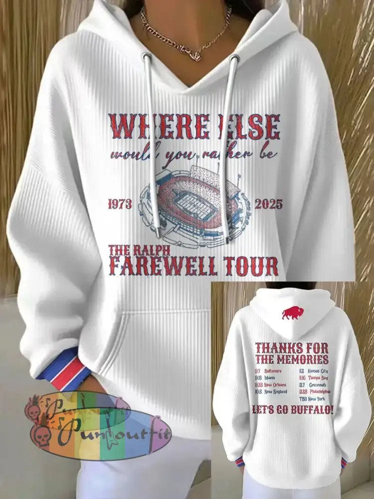 Women’s Buffalo Football Lover Printed Hoodie White / S