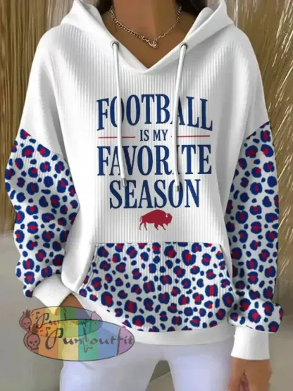 Women’s Buffalo Football Lover Printed Hoodie White / S