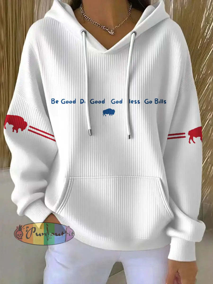 Women’s Buffalo Football Lover Printed Hoodie White / S