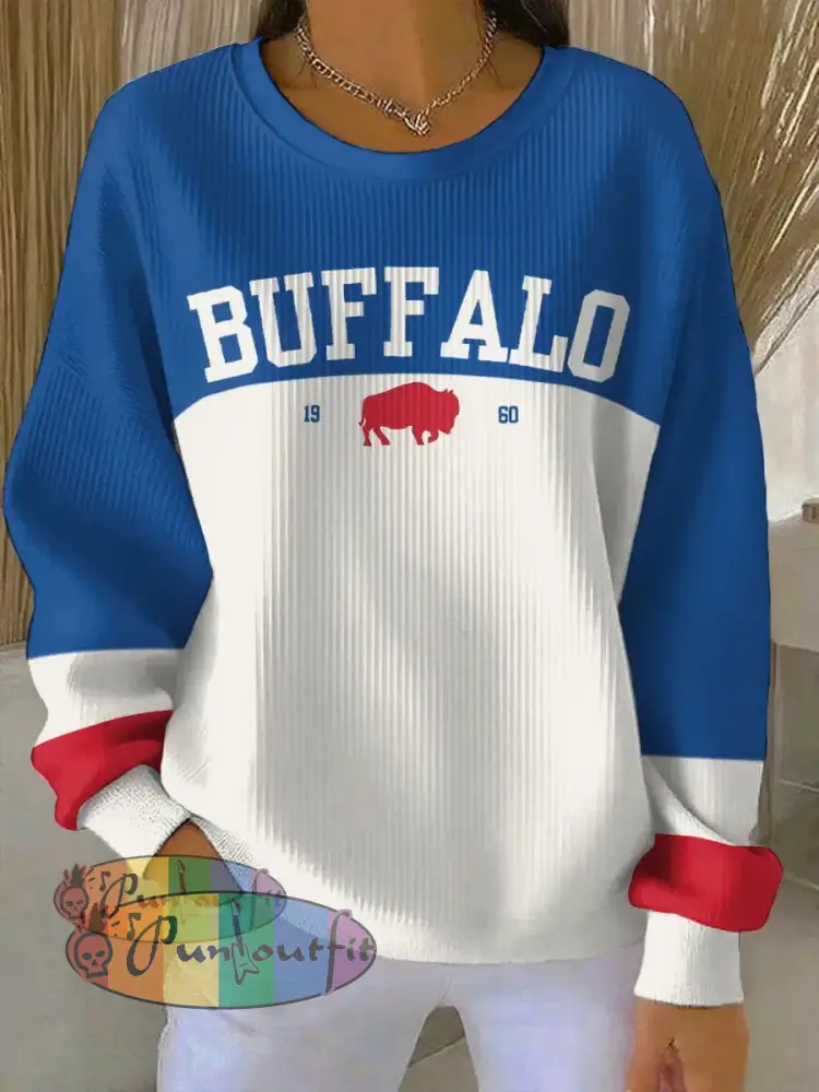 Women’s Buffalo Football Lover Printed Sweatshirt As picture / S