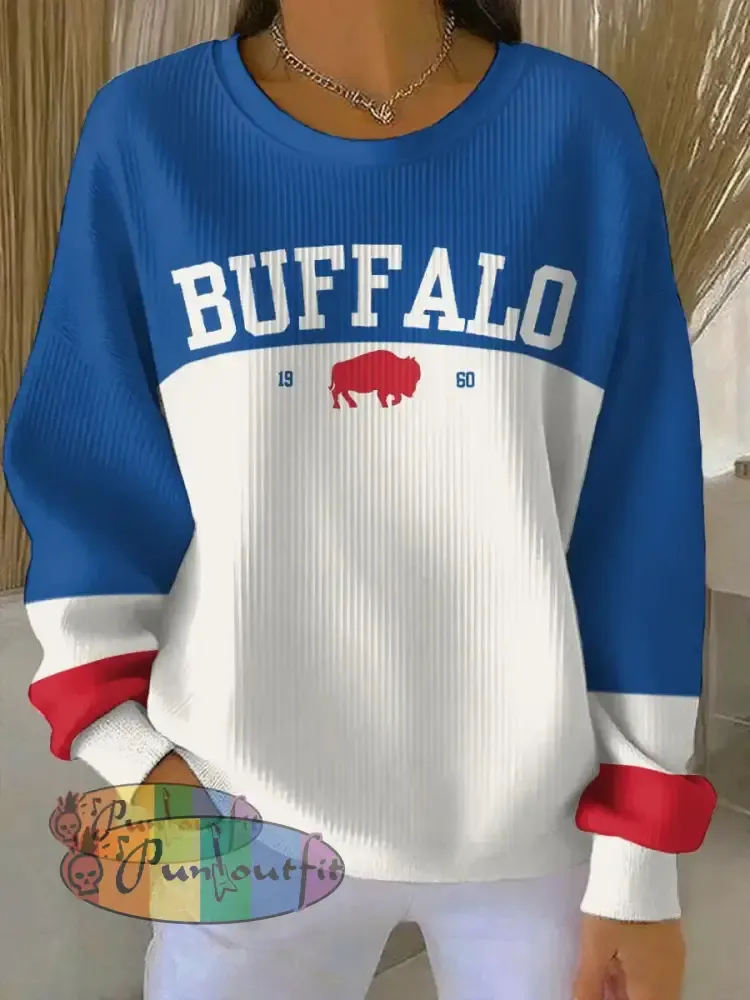Women’s Buffalo Football Lover Printed Sweatshirt As picture / S