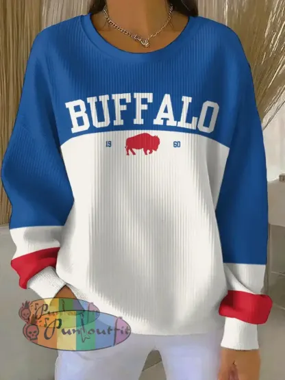 Women’s Buffalo Football Lover Printed Sweatshirt As picture / S