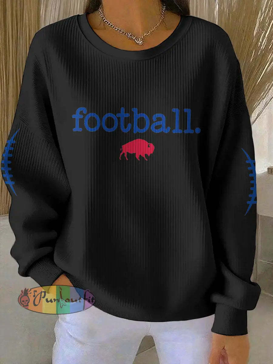 Women’s Buffalo Football Lover Printed Sweatshirt Black / S
