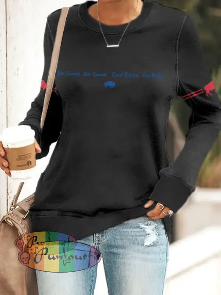 Women’s Buffalo Football Lover Printed Sweatshirt Black / S