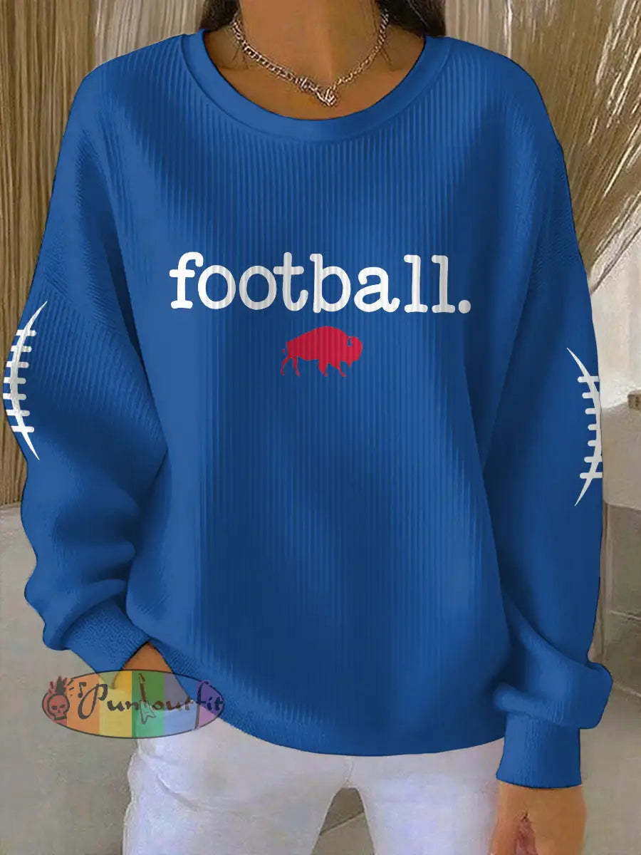 Women’s Buffalo Football Lover Printed Sweatshirt Blue / S