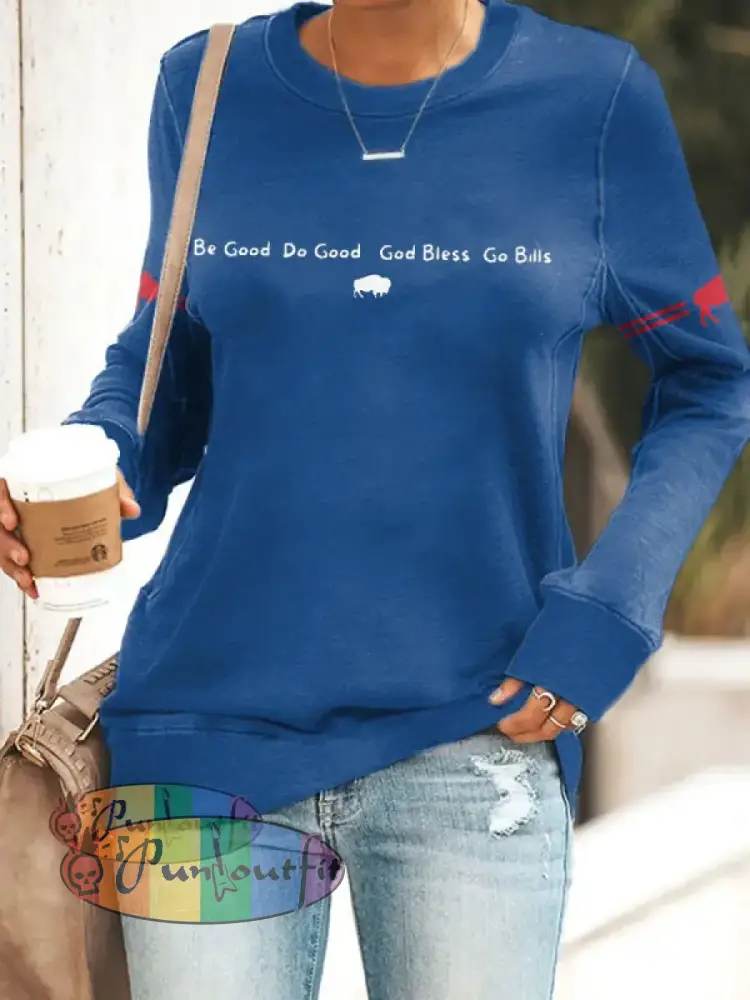 Women’s Buffalo Football Lover Printed Sweatshirt Blue / S
