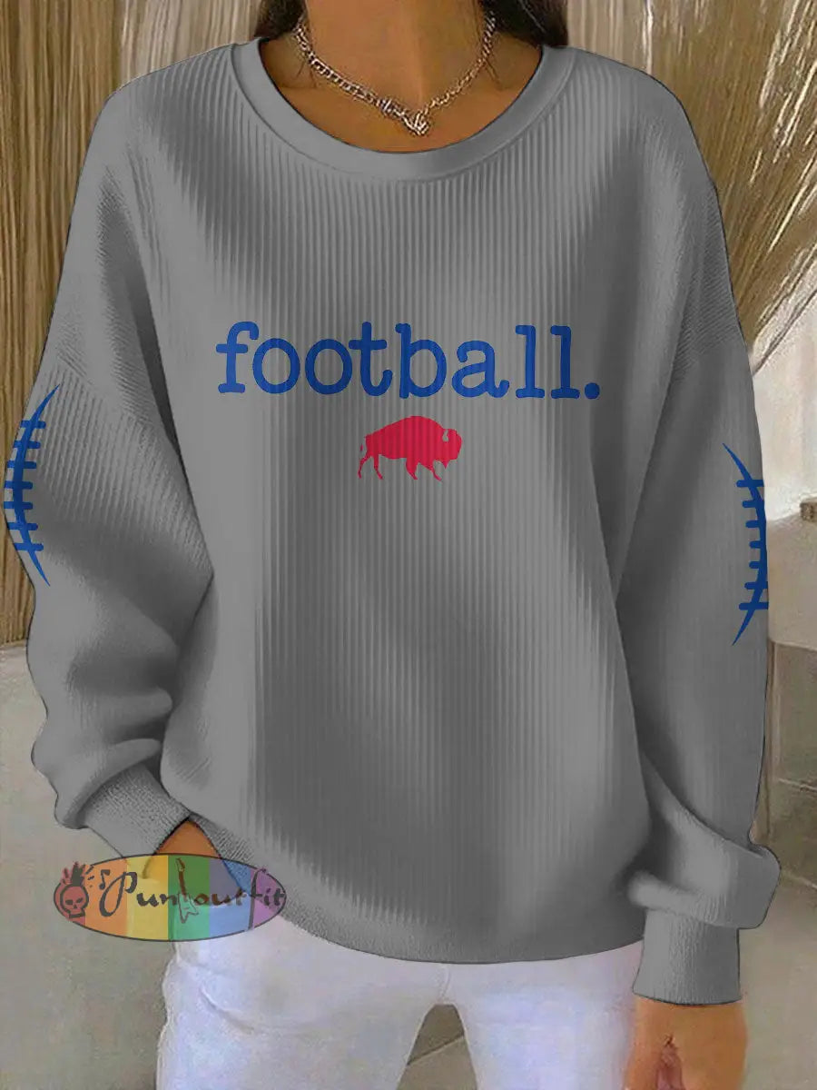 Women’s Buffalo Football Lover Printed Sweatshirt Light Gray / S