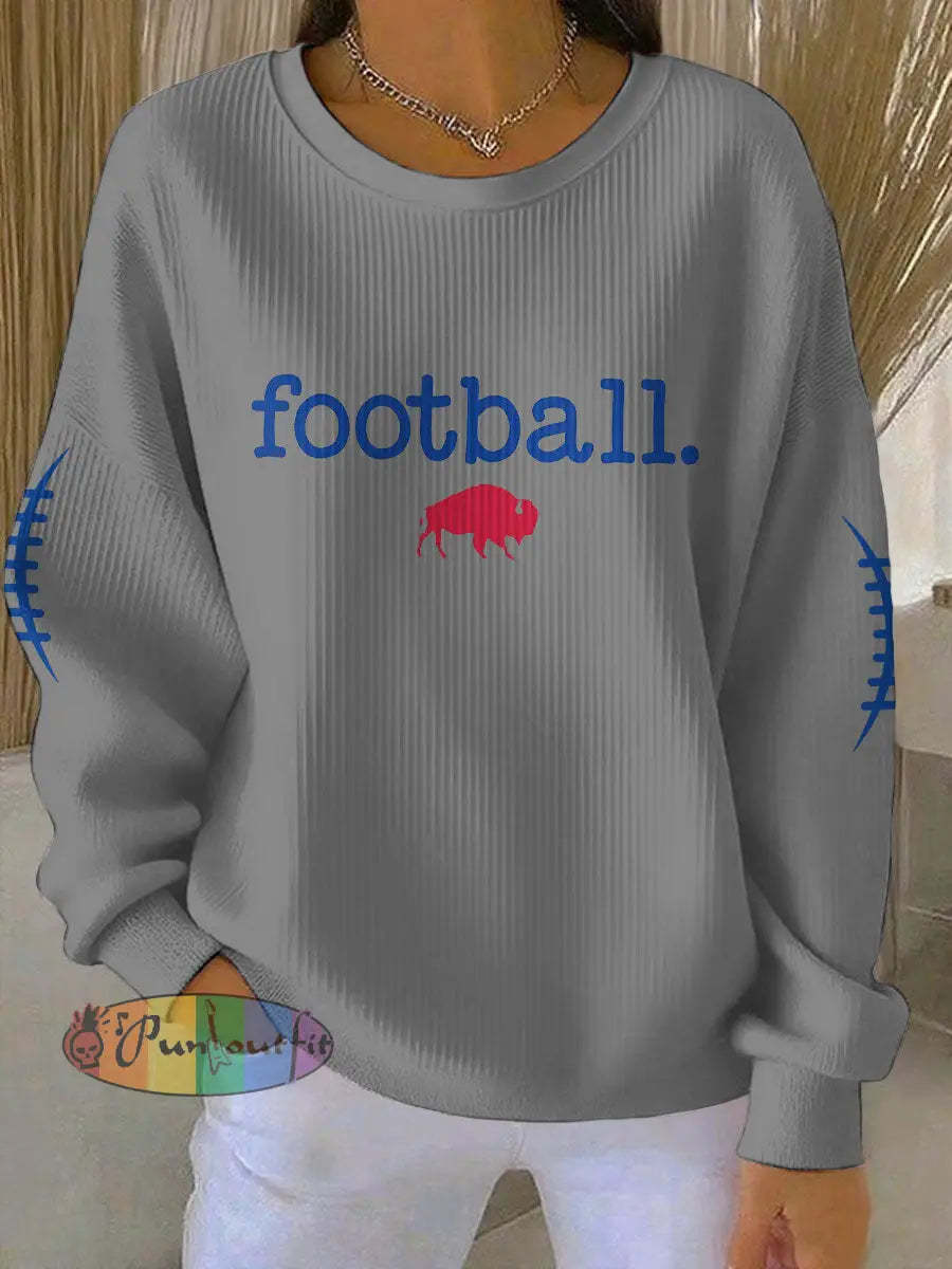 Women’s Buffalo Football Lover Printed Sweatshirt Light Gray / S