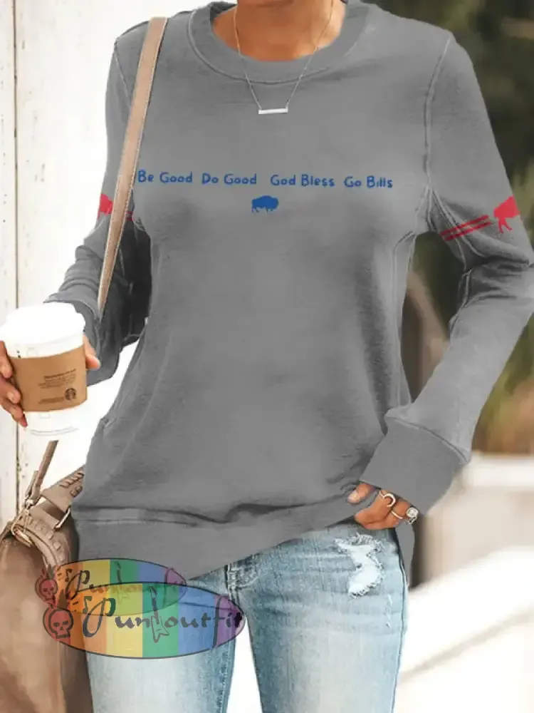 Women’s Buffalo Football Lover Printed Sweatshirt Light Gray / S
