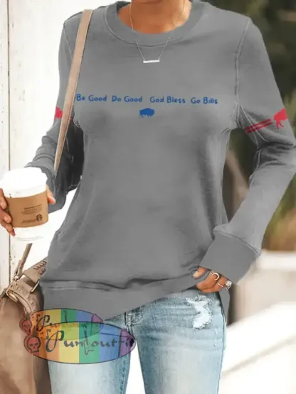 Women’s Buffalo Football Lover Printed Sweatshirt Light Gray / S