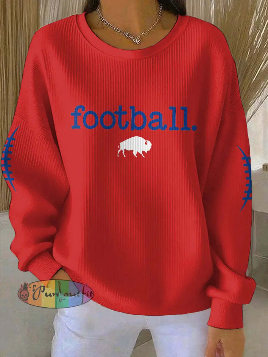 Women’s Buffalo Football Lover Printed Sweatshirt Red / S