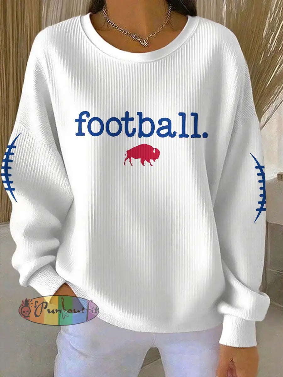 Women’s Buffalo Football Lover Printed Sweatshirt White / S