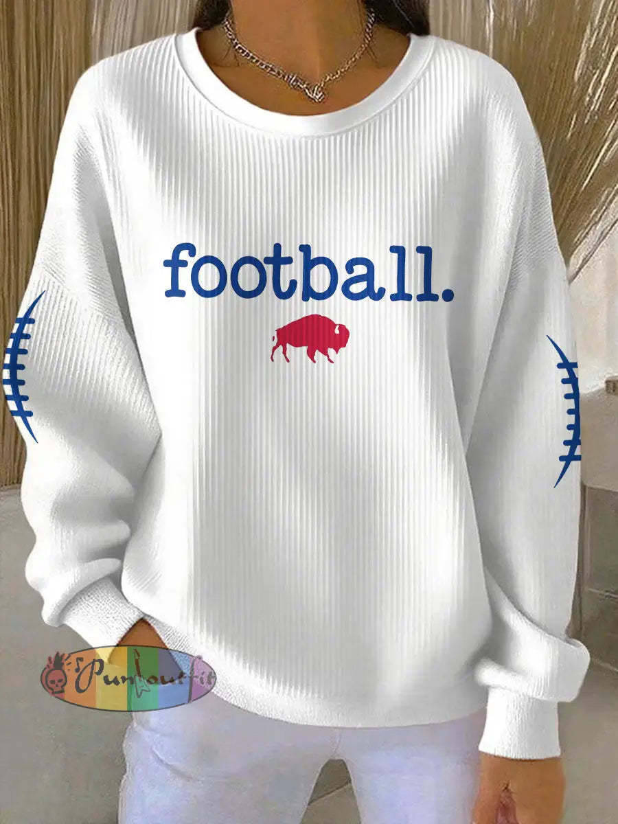 Women’s Buffalo Football Lover Printed Sweatshirt White / S