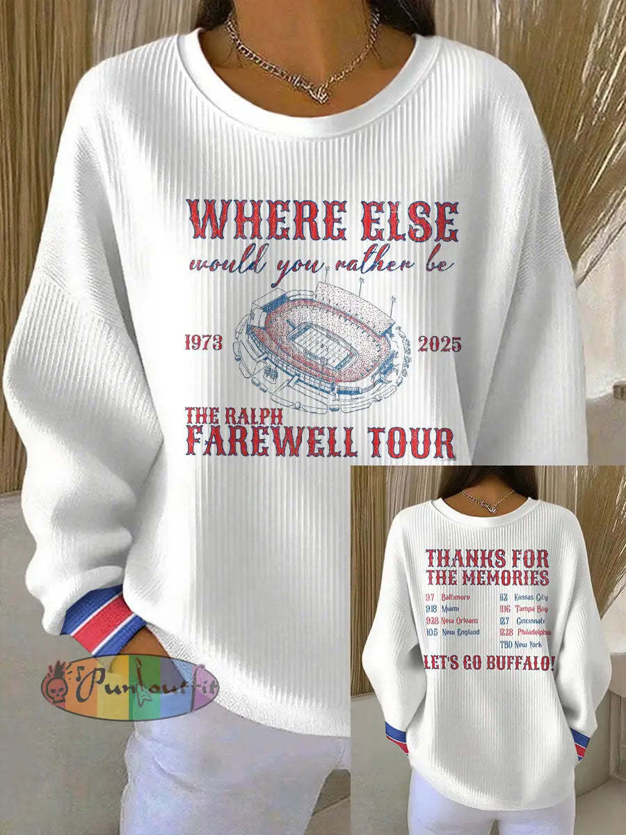 Women’s Buffalo Football Lover Printed Sweatshirt White / S
