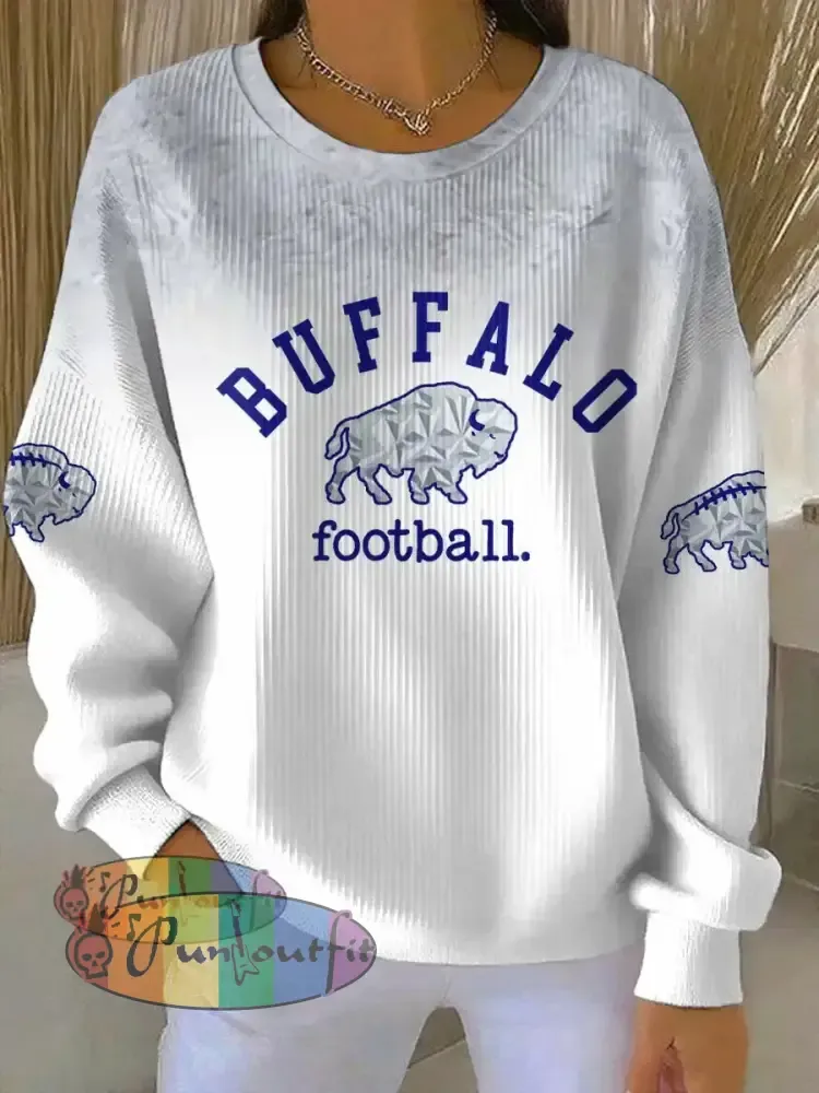 Women’s Buffalo Football Lover Printed Sweatshirt White / S