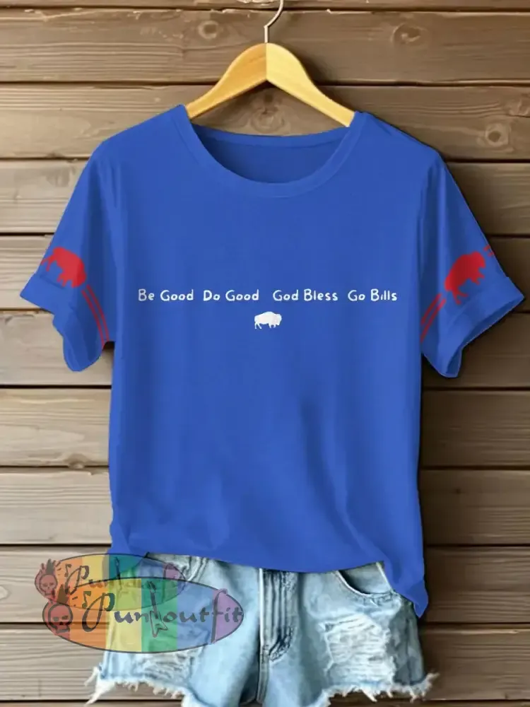 Women’s Buffalo Football Lover Printed T-shirt Blue / S