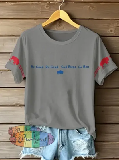 Women’s Buffalo Football Lover Printed T-shirt Light Gray / S